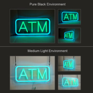 ATM Neon Sign, 12″×6″, Green and Ice blue