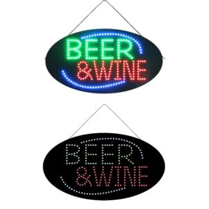 LED Beer Wine Sign, 19″x9.5″