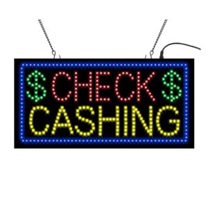 LED Check Cashing Sign, 19″×9.5″