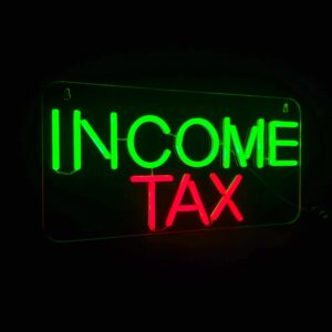 LED Income Tax Neon Sign, Green and Red, 16″x 8″