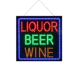 LED Liquor Beer Wine Sign, 16″×16″