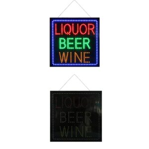 LED Liquor Beer Wine Sign, 16″×16″