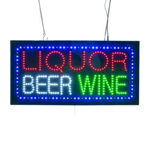 LED Liquor Beer Wine Sign, 24″×12″