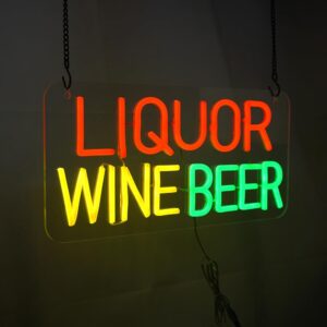 Liquor Wine Beer LED Sign, 15.6″×7.8″