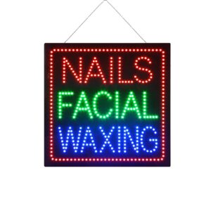 LED Nails Facial Waxing Sign, 24″×24″