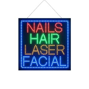 LED Nails Hair Laser Facial Sign, 24″×24″