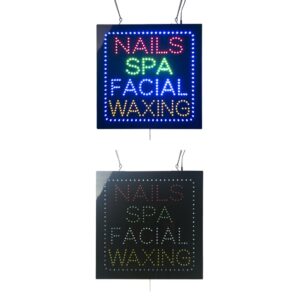 LED Nails SPA Facial Waxing Sign, 16″×16″