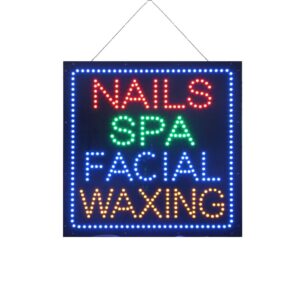 LED Nails Spa Facial Waxing Sign, 24″×24″