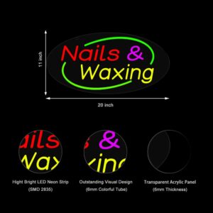 LED Nails Waxing Neon Sign, 20″x11″