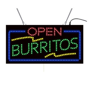 LED OPEN BURRITOS Sign, 19″×9.5″