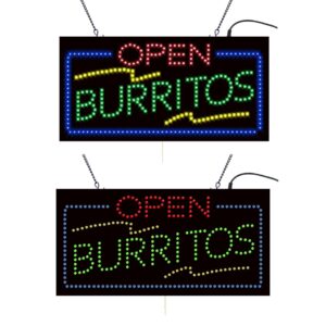 LED OPEN BURRITOS Sign, 19″×9.5″