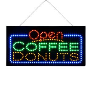 LED Open Coffee Donuts Sign, 24″×12″