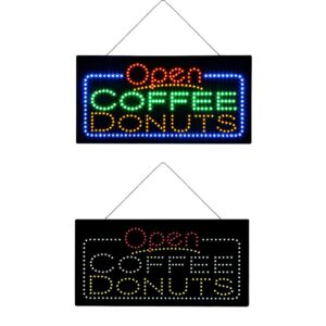 LED Open Coffee Donuts Sign, 24″×12″