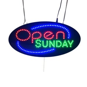 Open Sunday LED Sign, 19″×9.5″