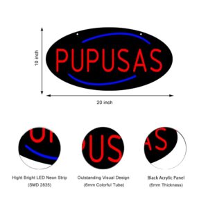 LED PUPUSAS Neon Sign, 20”x10”