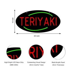 LED TERIYAKI Neon Sign, 20”x10”