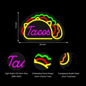 LED Tacos Neon Sign, 20”x12”