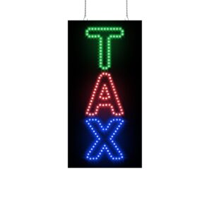 Tax LED Sign for Business, 9.5″×19″