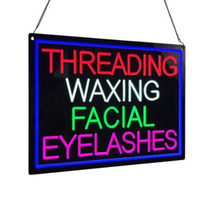 Threading Waxing Facial Eyelashes LED Neon Sign, 24″×18″