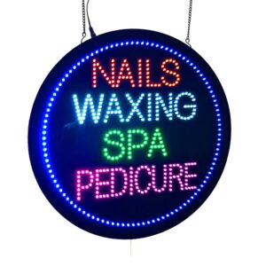 LED Nails Waxing Spa Pedicure Animated Sign, 20″x 20″