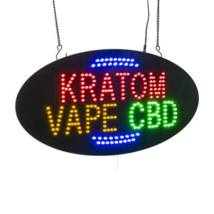 Kratom Vape CBD LED Animated Sign, 19″×9.5″