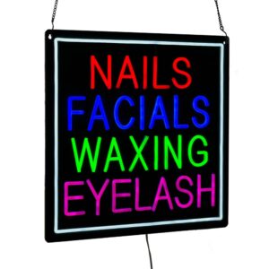 Nails Facial Waxing Eyelash LED Neon Sign, 20″×20″