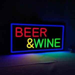 LED Beer Wine Neon Sign, 19″×9.5″