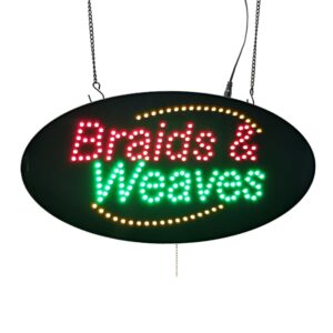 LED Braids Weaves Sign, 19″×9.5″