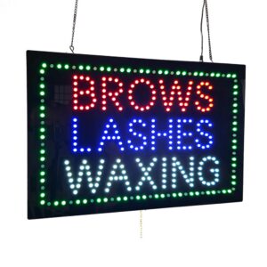 LED Brows Lashes Waxing Sign, 24″×16″