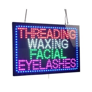 LED Threading Waxing Facial Eyelashes Sign, 24″×16″