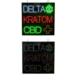 LED Delta 8 Kratom CBD Sign, 24″×24″