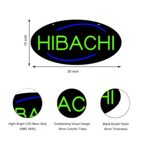 LED HIBACHI Neon Sign, 20”x10”