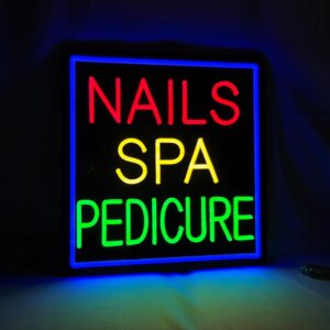 LED Nails Spa Pedicure Neon Sign, 16”x16”