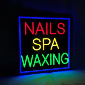 LED Nails Spa Waxing Neon Sign, 16”x16”