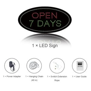 Open 7 Days LED Sign,  19″×9.5″