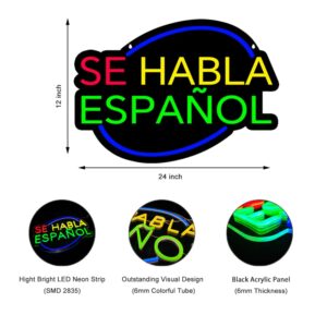 LED Se Habla Español Neon Sign, 20″x14″